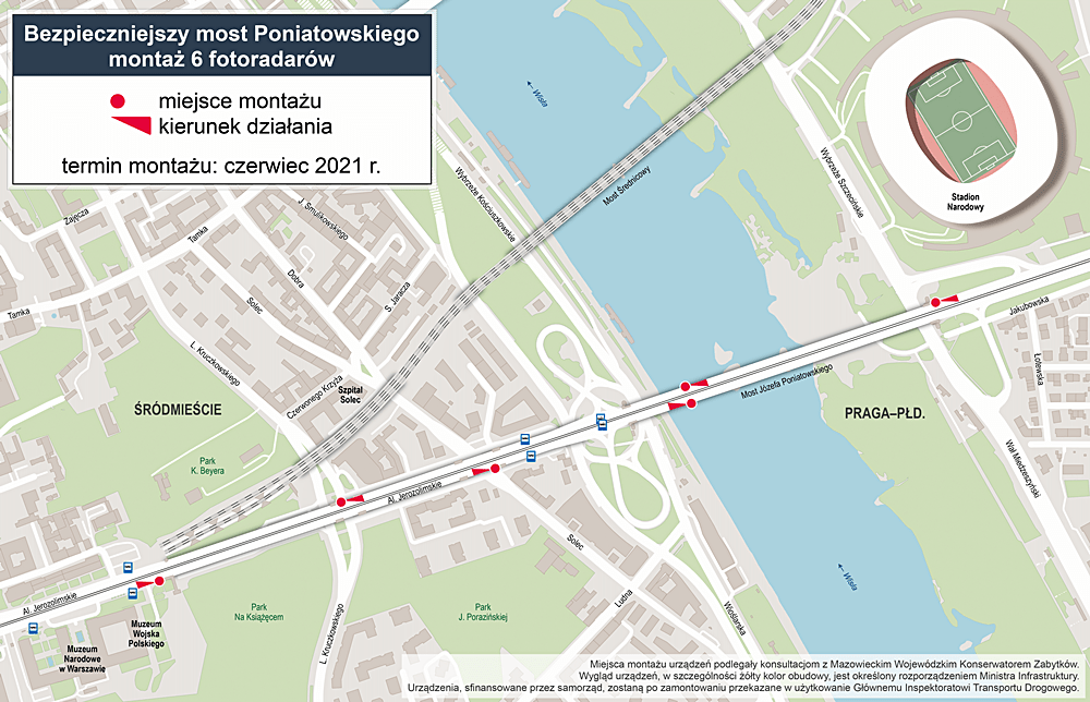 Fotoradary na moście Poniatowskiego - są dokładne lokalizacje