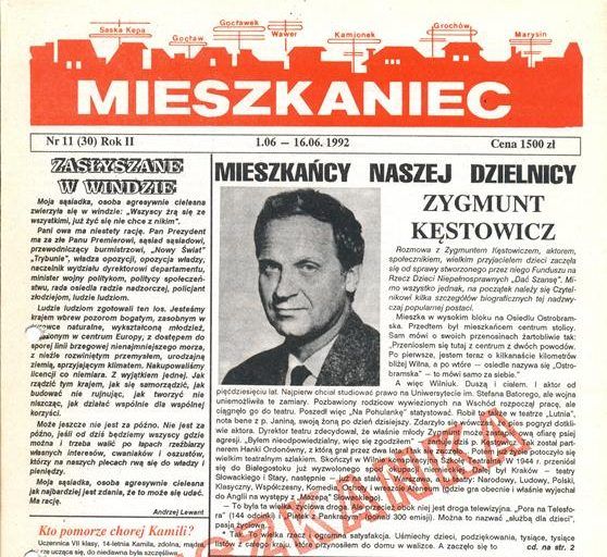 Zygmunt Kęstowicz MIESZKANIEC NR 11/1992