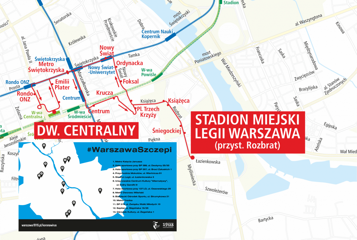 Od 19 kwietnia rusza linia 901 z Centralnego na stadion Legii. Jest już dokładna trasa