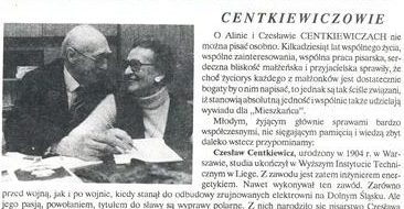 Alina i Czesław Centkiewiczowie MIESZKANIEC NR 5/1993