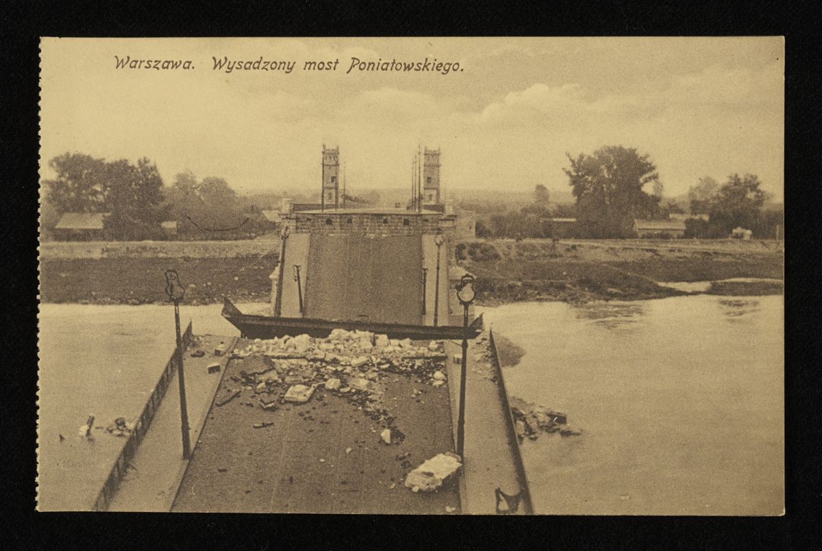 Wysadzony Most Poniatowskiego w 1915 r. Foto: polona.pl