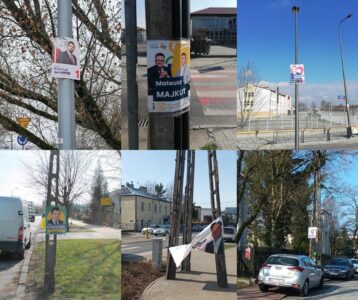 Plakaty wyborcze w niedozwolonych miejscach fot. Zarząd Oczyszczania Miasta