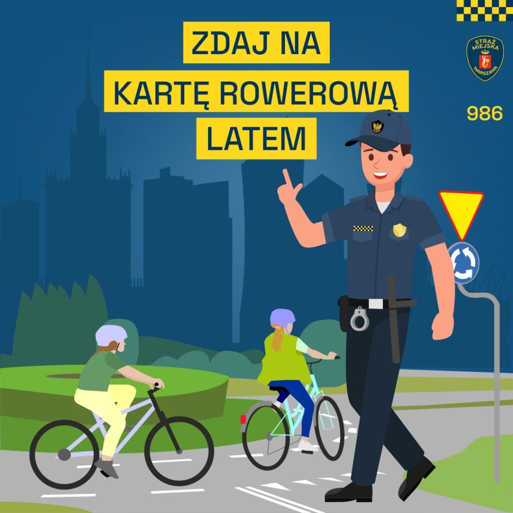 Zdaj na karte rowerową latem - Grafika Straż Miejska