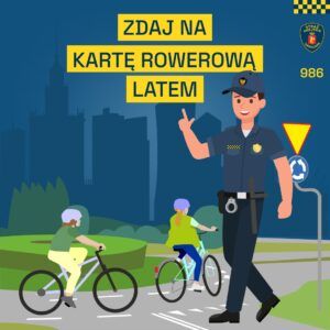 Zdaj na karte rowerową latem - Grafika Straż Miejska
