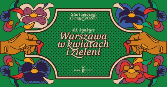 Grafika Warszawa w kwiatach i zieleni Plakat Zarząd Zieleni